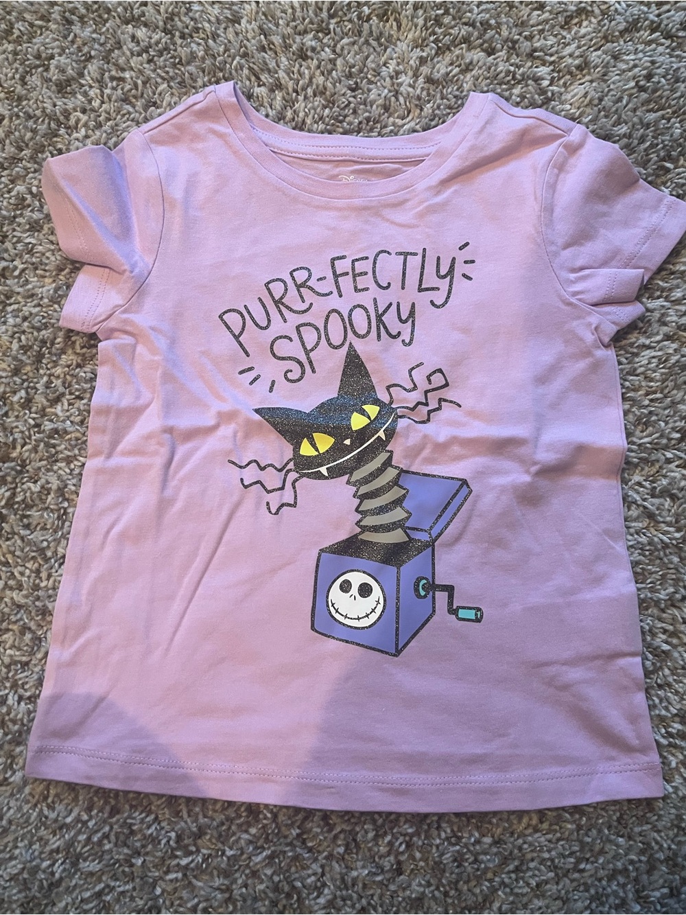Disney Toddler 4T Purple Purfectly Spooky Short Sleeve Shirt
